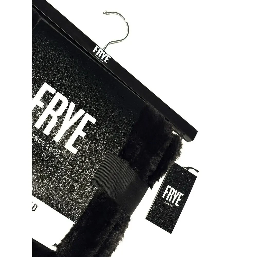 FRYE Faux Fur Throw Blanket Black TEXTURED Plaid 50 X 70